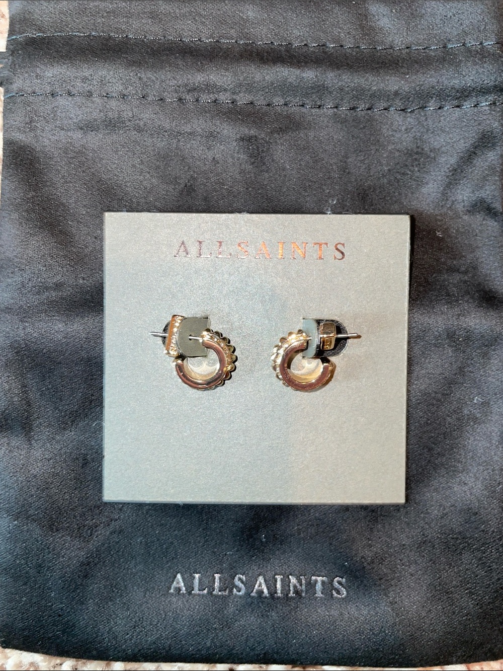 All Saints Gold Scalloped Mini Hoop Earrings